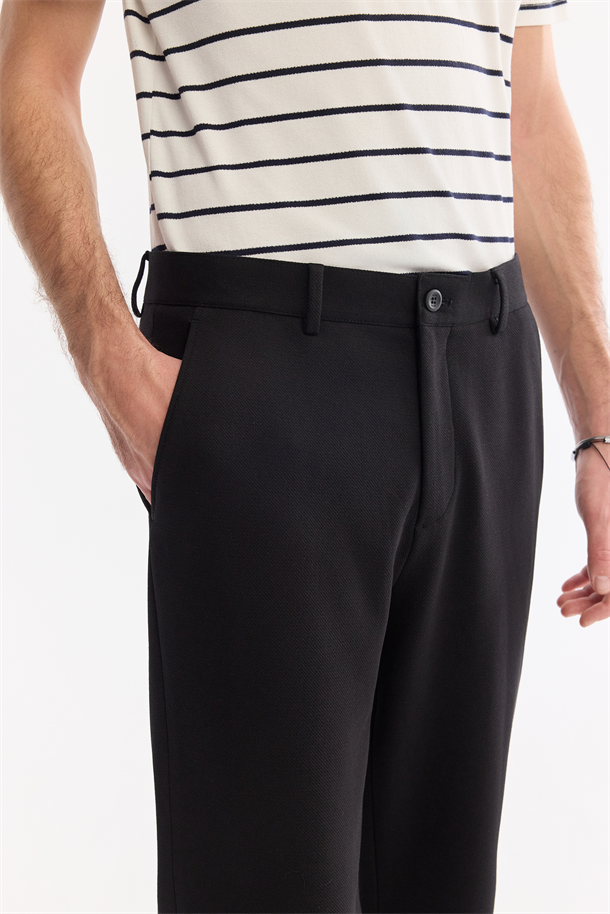 Siyah Klasik Bel Pamuklu Elastan Pantolon