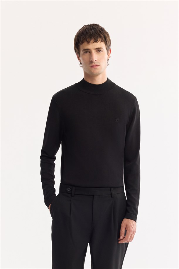 Black Classic Waist Wool Blend Soft Touch Pants