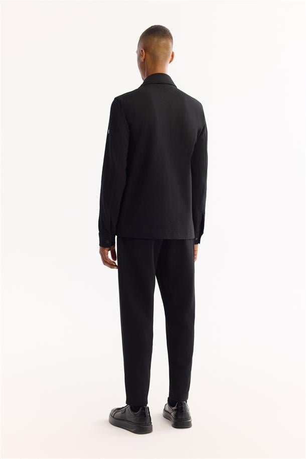 Siyah Klasik Yaka Pamuklu Gömlek Ceket