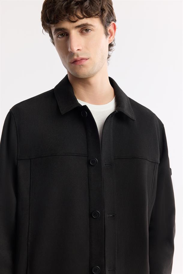 Siyah Klasik Yakalı Astarlı Gömlek Ceket