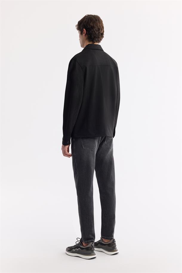 Siyah Klasik Yakalı Astarlı Gömlek Ceket