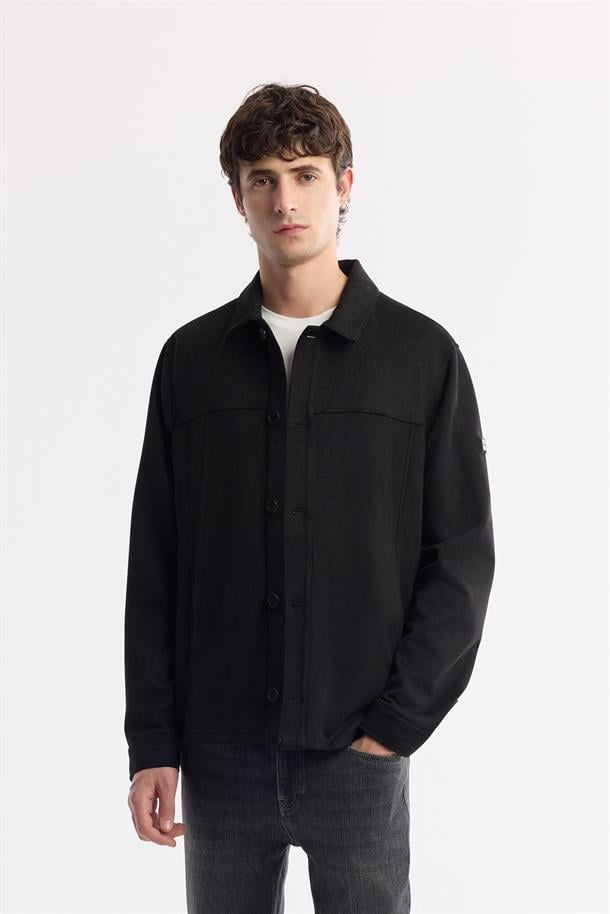 Siyah Klasik Yakalı Astarlı Gömlek Ceket