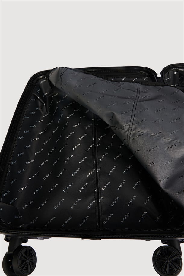 Siyah Kırılmaz Polipropilen Hafif Kabin Kilitlenebilir Küçük Boy Bavul