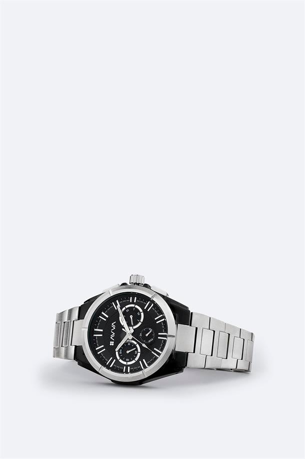 Siyah Hediye Kutulu Metal Kordonlu Kol Saati