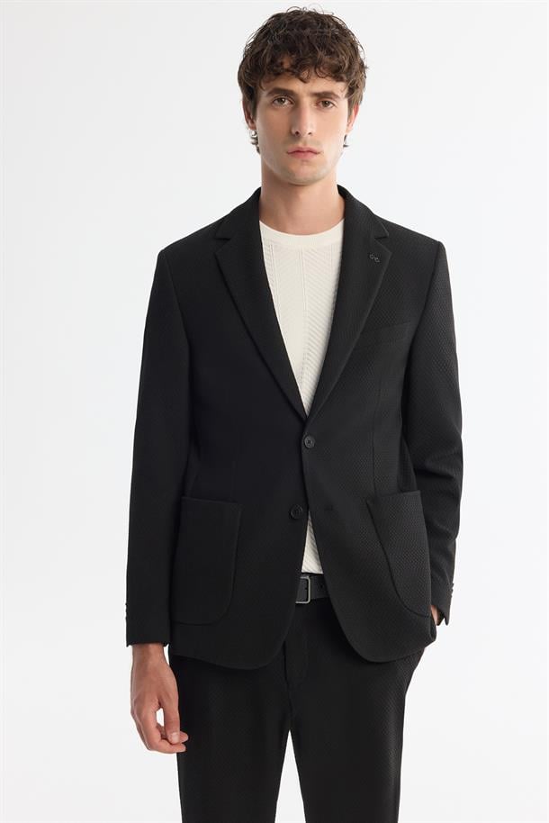 Siyah Mono Yaka Bi-Stretch Blazer Ceket