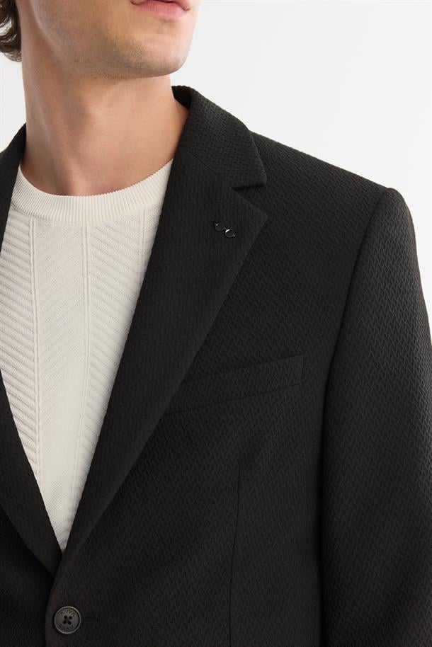 Siyah Mono Yaka Bi-Stretch Blazer Ceket