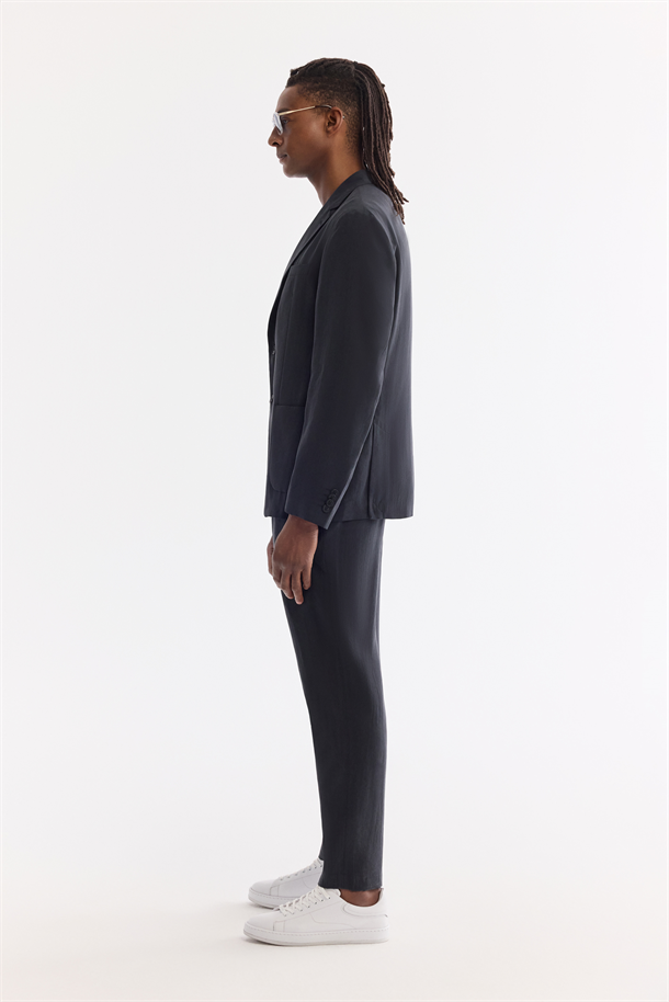 Siyah Mono Yaka Astarsız Soft Touch Ceket