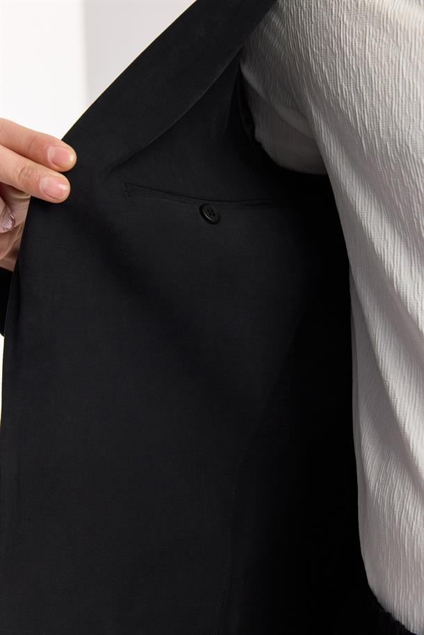 Siyah Mono Yaka Hafif Soft Touch Blazer Ceket