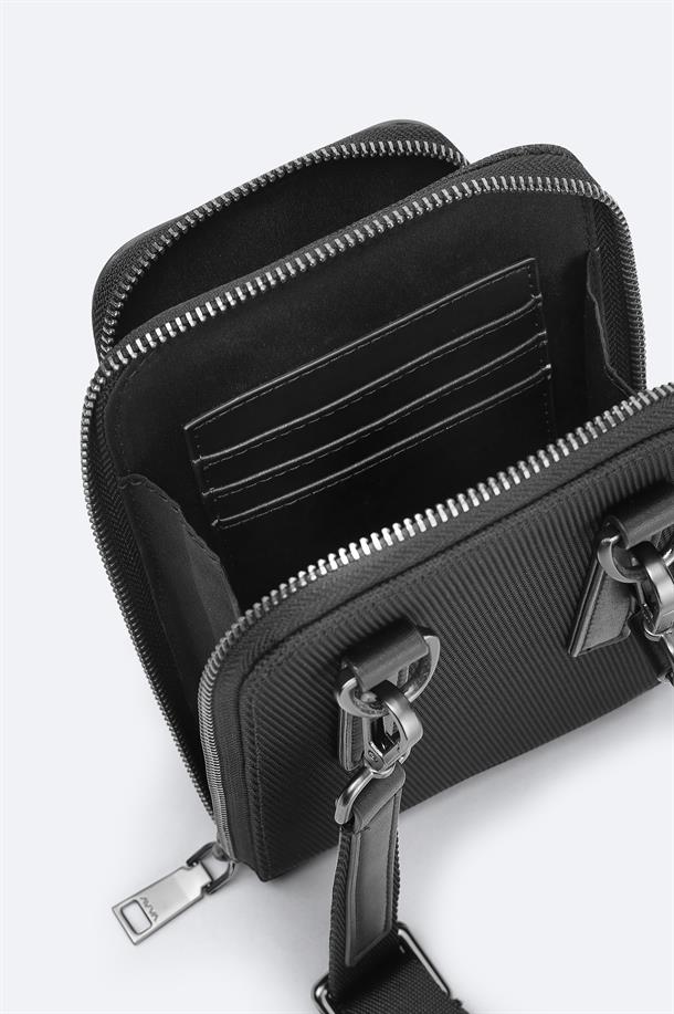 Black Faux Leather Crossbody Bag