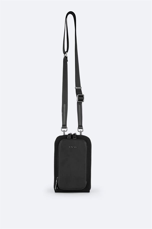 Black Faux Leather Crossbody Bag