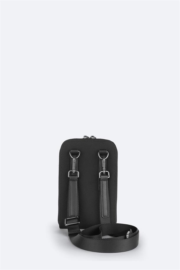 Black Faux Leather Crossbody Bag