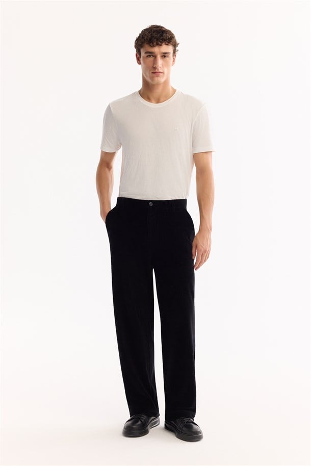 Black Cotton Soft Touch Corduroy Pants