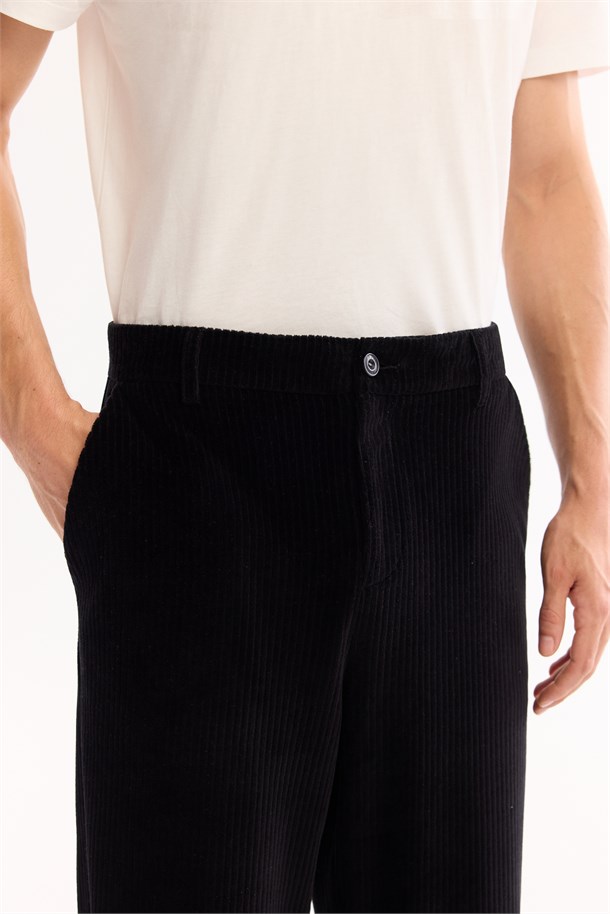 Black Cotton Soft Touch Corduroy Pants