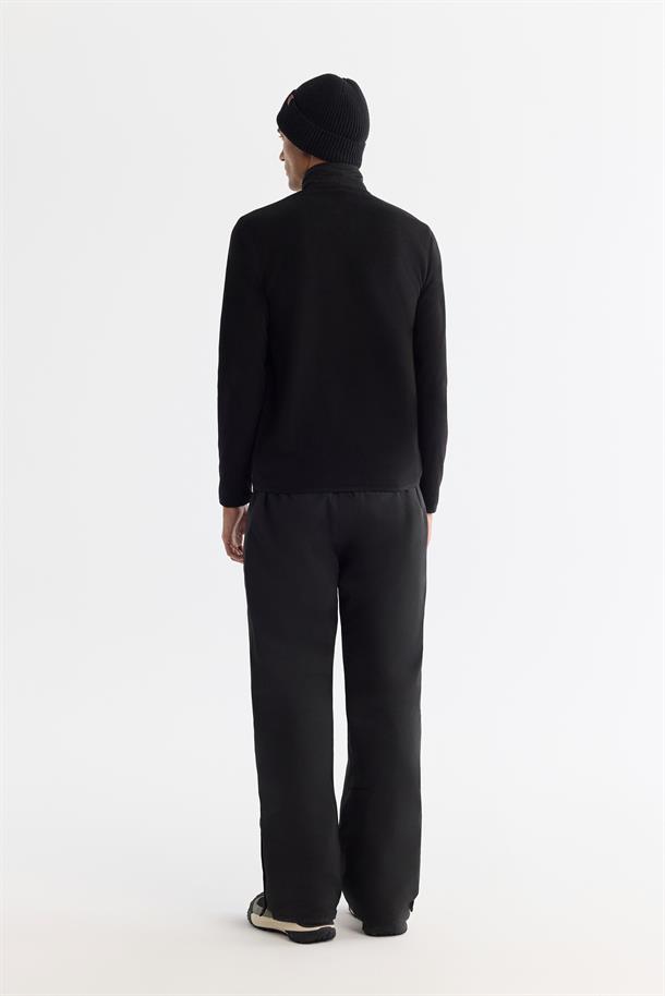Siyah Soğuğa Dayanıklı Fermuarlı Dik Yaka Polar Sweatshirt