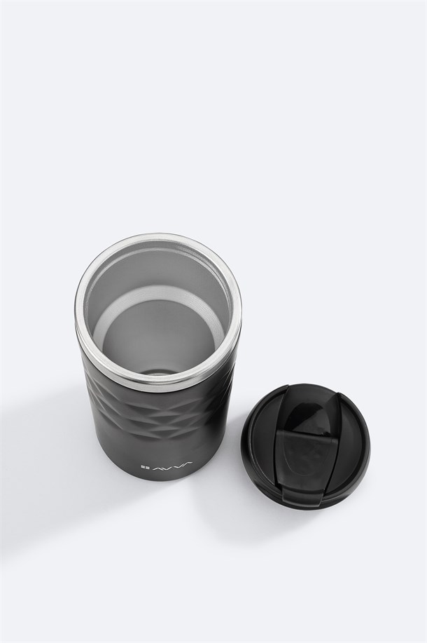 Siyah Paslanmaz %100 Çelik Termos 300 ML