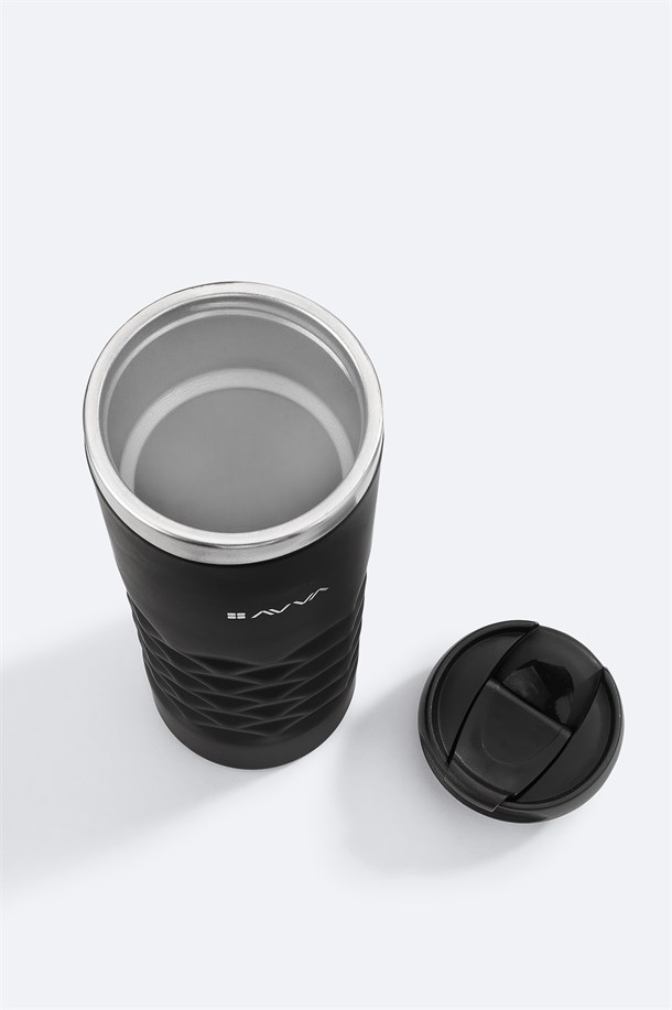 Siyah Paslanmaz %100 Çelik Termos 400 ML