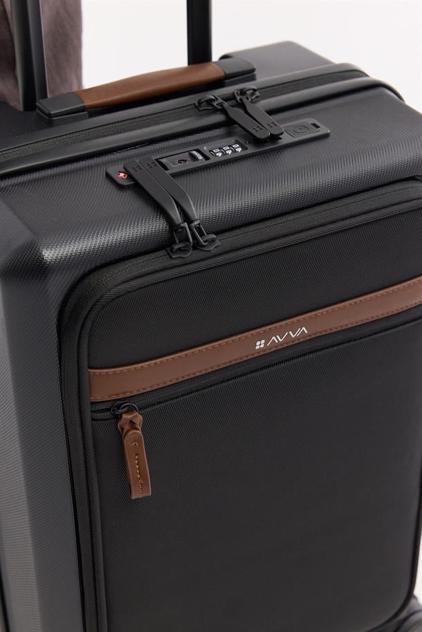 Siyah Polipropilen Kilitlenebilir Laptop Bölmeli Küçük Boy Bavul