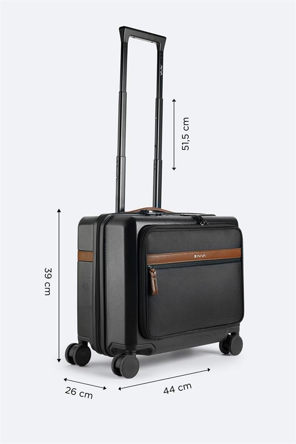 Black Polypropylene Lockable Small Suitcase with Laptop Compartment
