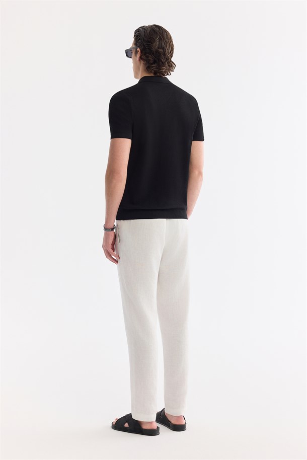 Siyah Polo Yaka Soft Touch Triko T-Shirt