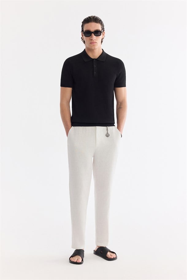 Siyah Polo Yaka Soft Touch Triko T-Shirt