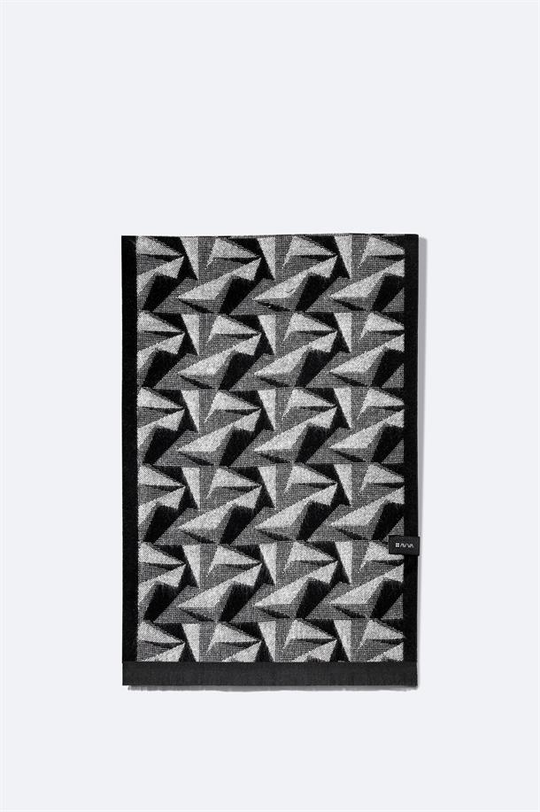 Siyah Viskon Karışımlı Püsküllü Desenli Şal