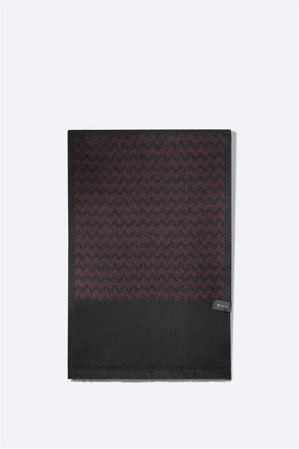 Siyah Viskon Karışımlı Püsküllü Desenli Şal