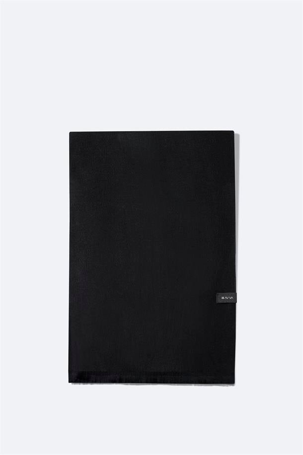 Siyah Viskon Karışımlı Püsküllü Şal