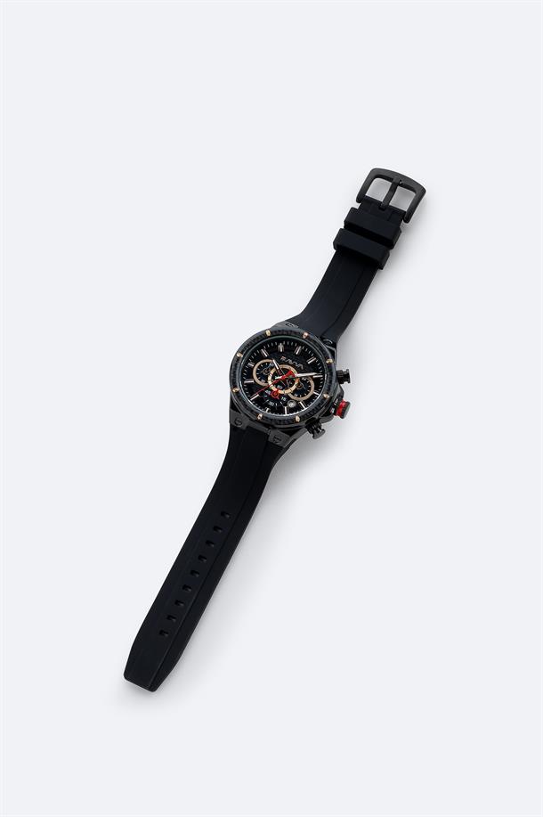 Siyah Hediye Kutulu Silikon Kordonlu Kol Saati