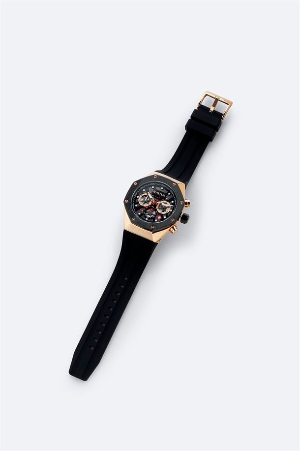 Siyah Hediye Kutulu Silikon Kordonlu Kol Saati