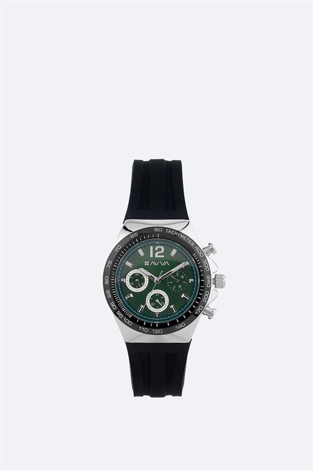 Siyah Hediye Kutulu Silikon Kordonlu Kol Saati