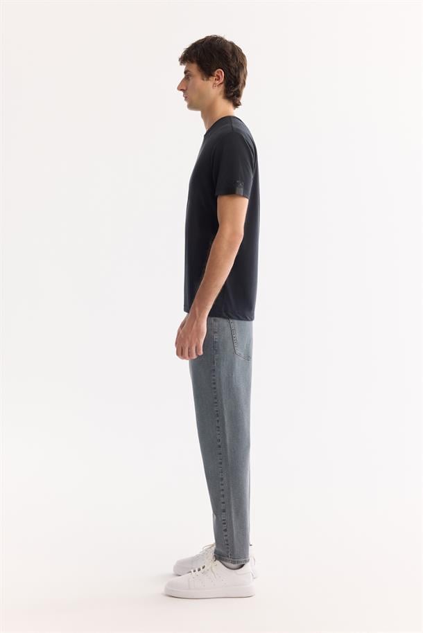 Siyah Bisiklet Yaka Soft Touch Bi-Stretch Baskılı T-Shirt