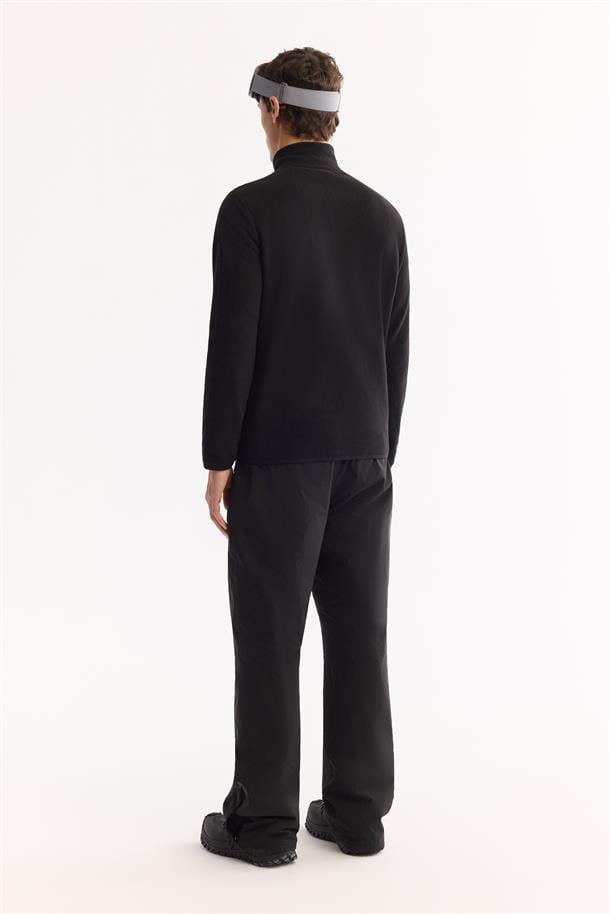 Siyah Dik Yaka Fermuarlı Soft Touch Polar Sweatshirt