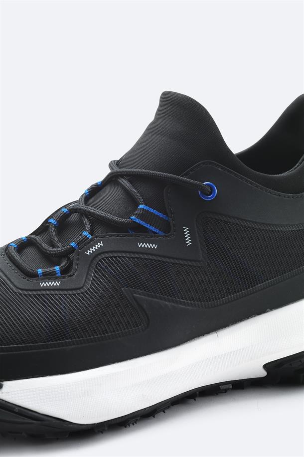 Siyah %100 Kauçuk Taban Su İtici Sneaker Ayakkabı