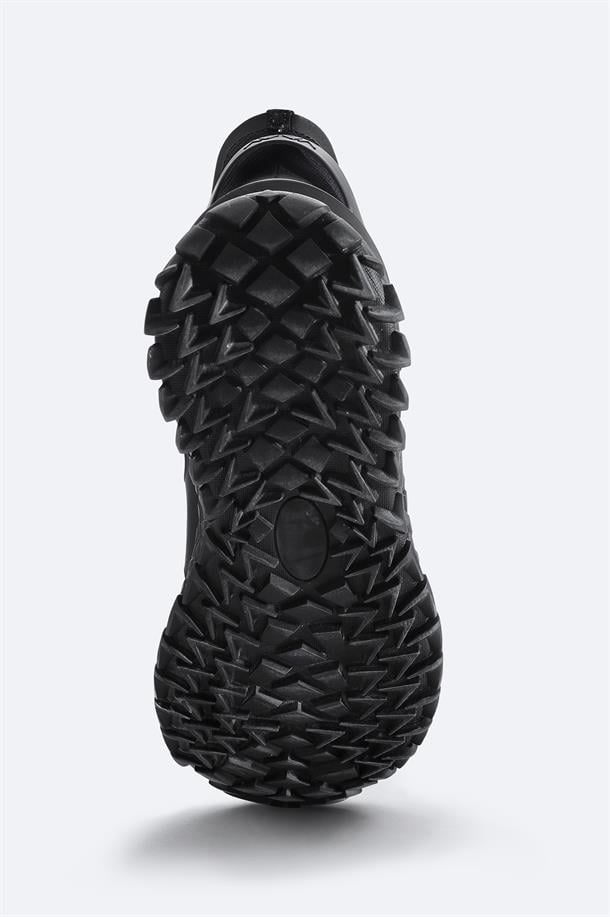 Siyah %100 Kauçuk Taban Su İtici Sneaker Ayakkabı