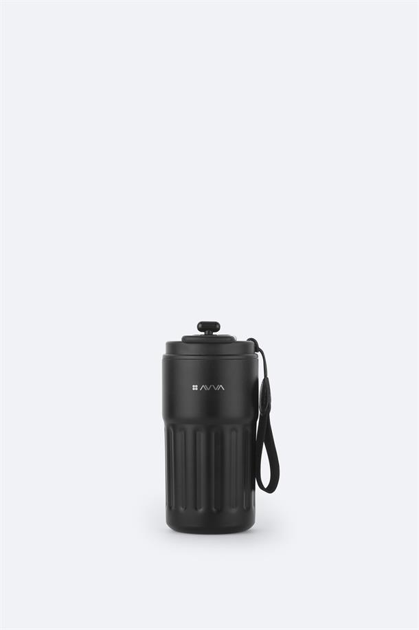 Siyah Isı Göstergeli %100 Çelik Termos 450 ML