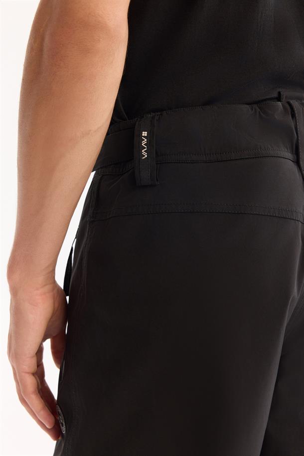 Siyah Beli Çıtçıtlı Su İtici Rüzgar Geçirmez Kayak Pantolonu