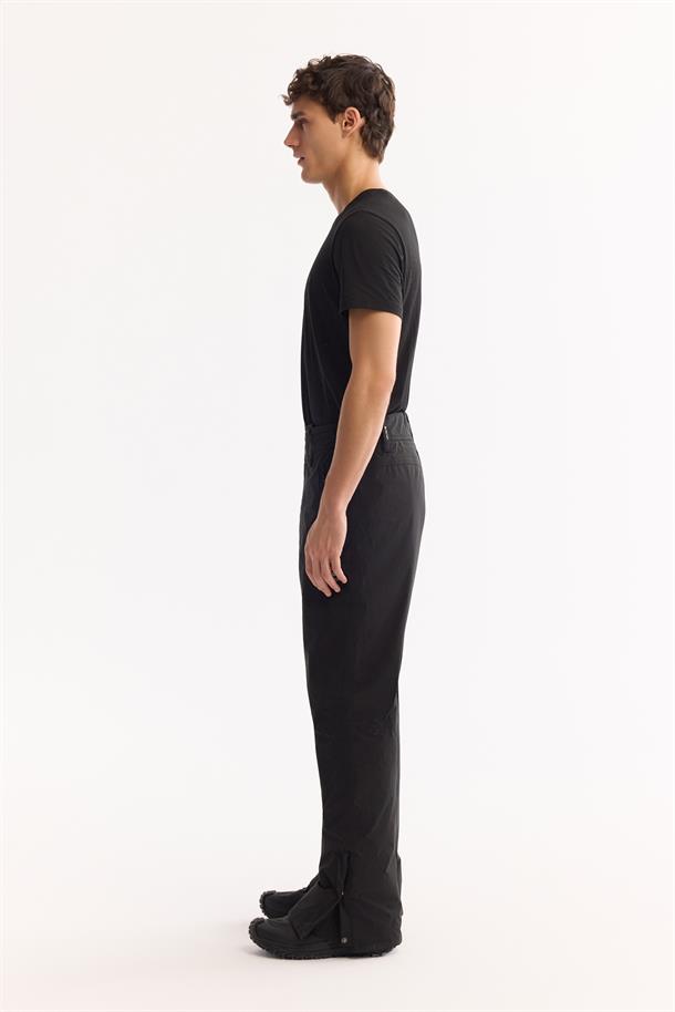 Siyah Beli Çıtçıtlı Su İtici Rüzgar Geçirmez Kayak Pantolonu