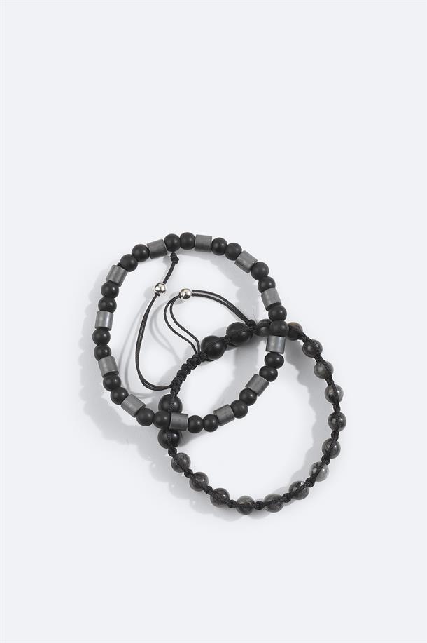 Siyah Taşlı Ceyt ve Hematit Taşlı Bileklik
