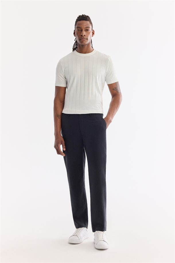 Siyah Yanı Lastikli Soft Touch Pantolon