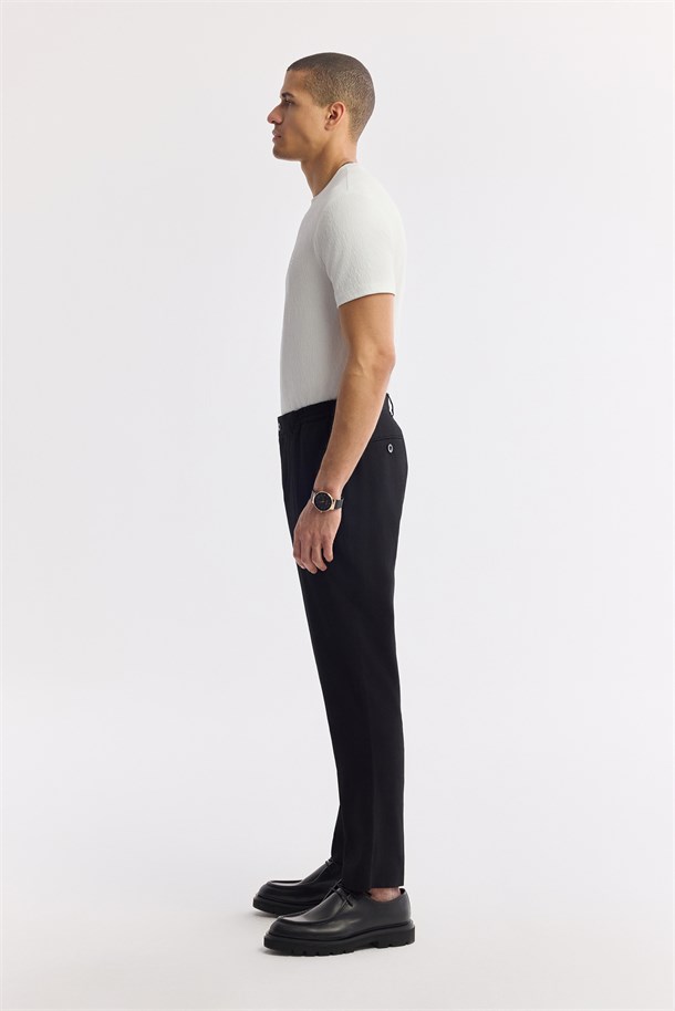 Siyah Yandan Cepli Beli Lastikli Soft Touch Pantolon