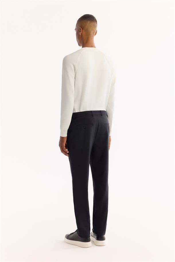 Siyah Klasik Bel Bi-Stretch Kırışmayan Pantolon