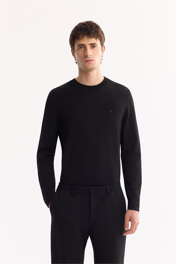 Siyah Yani Lastikli Bi-Stretch Hafif Pantolon