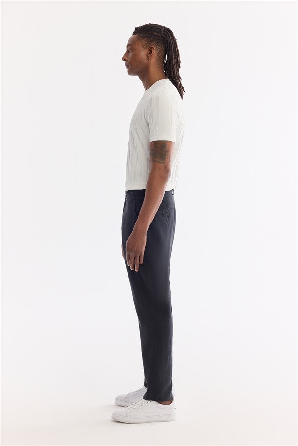 Siyah Yanı Lastikli Soft Touch Chino Pantolon
