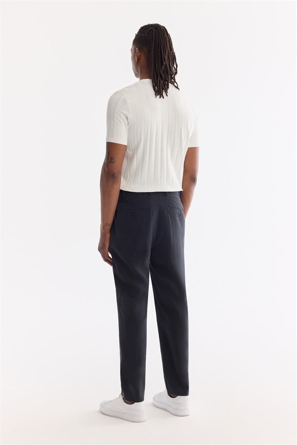 Siyah Yanı Lastikli Soft Touch Chino Pantolon