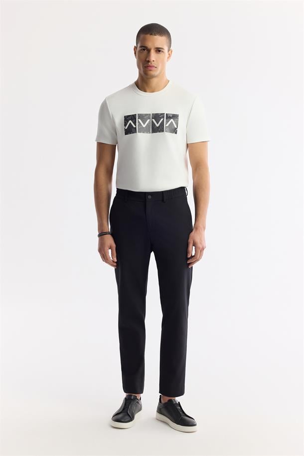 Siyah Yani Lastikli Bi-Stretch Jogger Pantolon