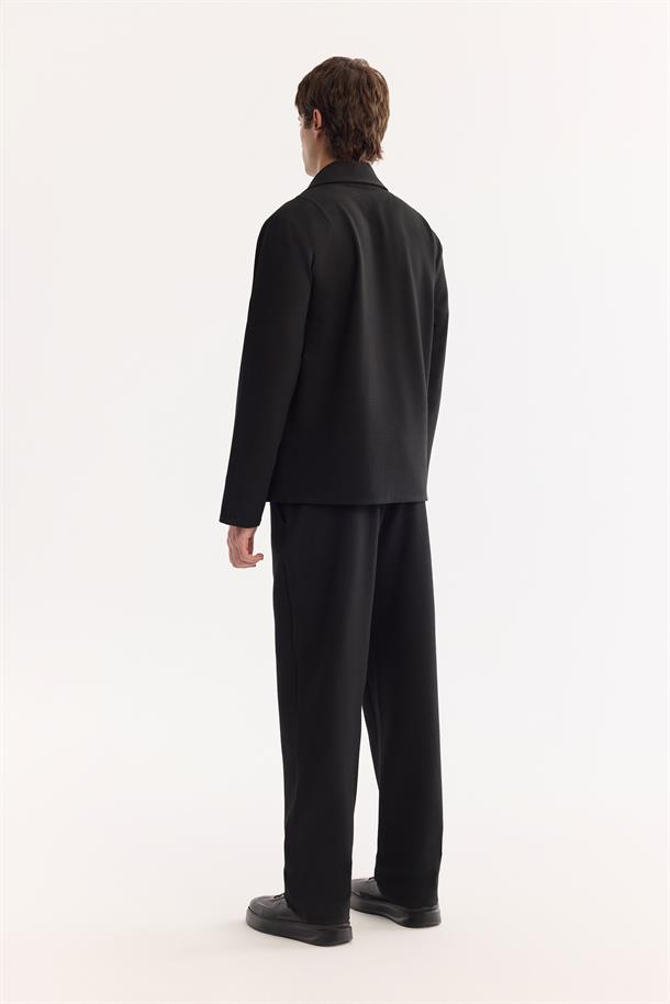 Siyah Yarım Fermuarlı Kolay Ütülenen Bi-Stretch Sweatshirt