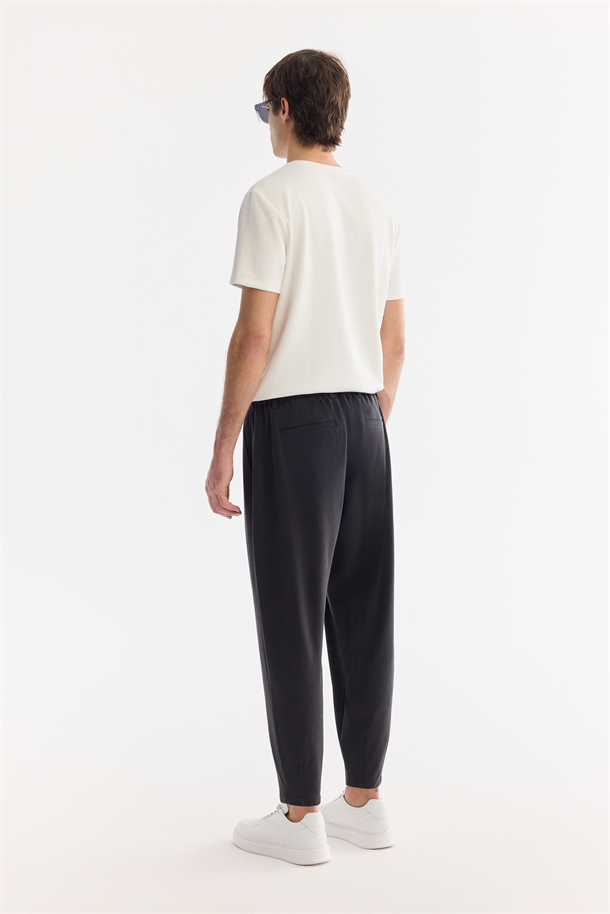 Siyah Yanı Lastikli Soft Touch Elastan Chino Pantolon