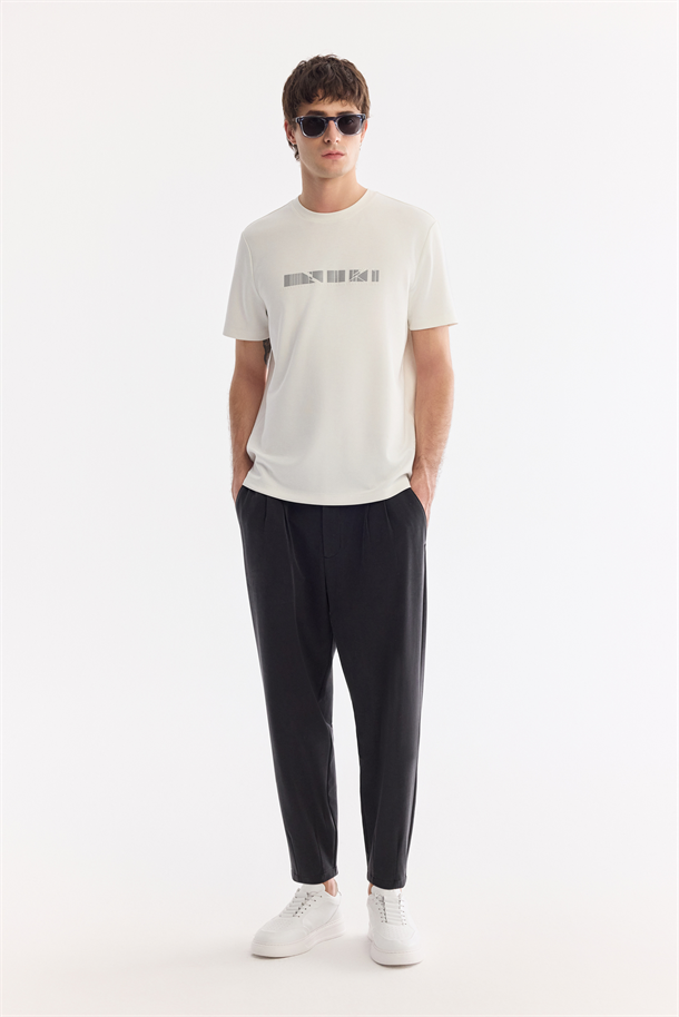 Siyah Yanı Lastikli Soft Touch Elastan Chino Pantolon