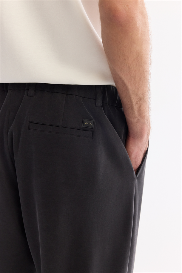 Siyah Yanı Lastikli Soft Touch Elastan Chino Pantolon