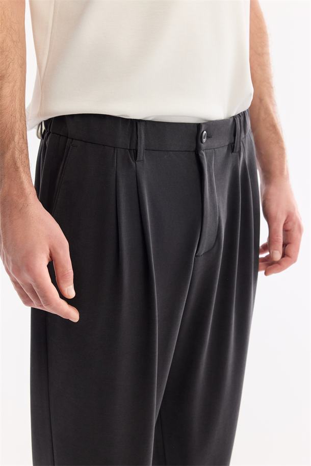 Siyah Yanı Lastikli Soft Touch Elastan Chino Pantolon